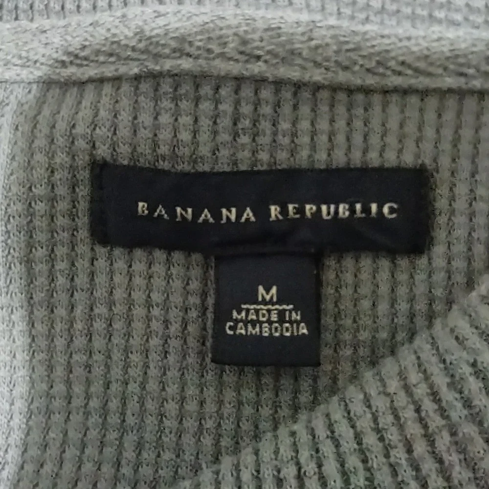 Banana Republic Sweater Men's Size Medium Gray Mock Neck Turn Down Long Sleeve